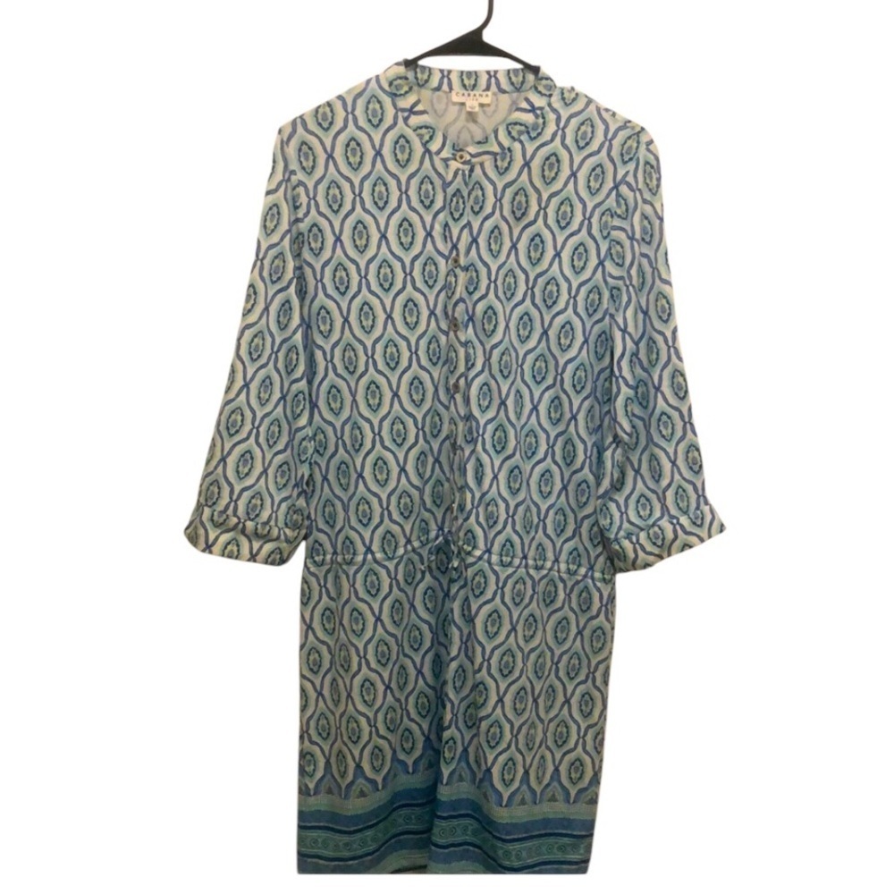 Cabana Life Blue Print Dress Size LARGE